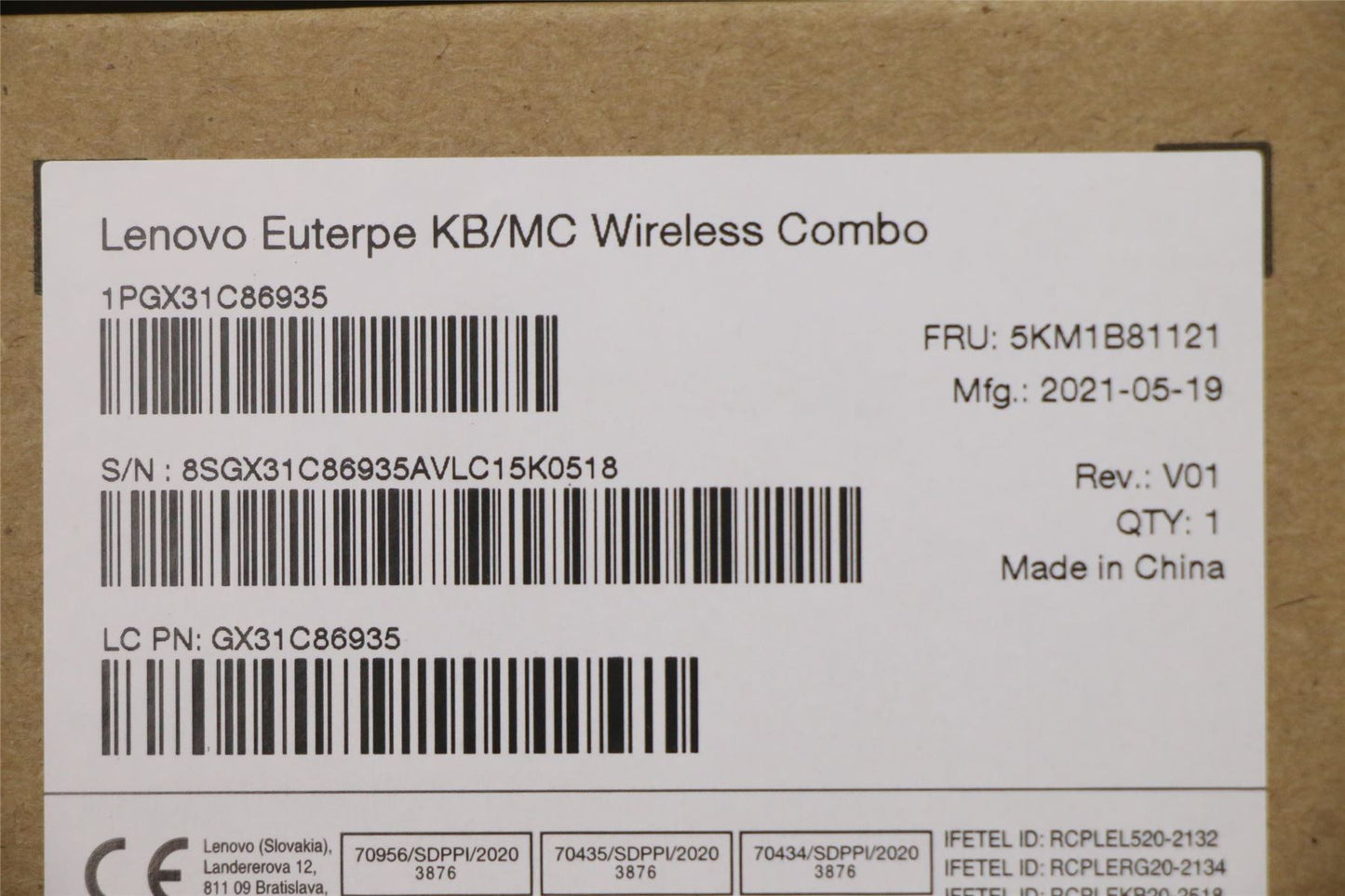 Lenovo KYB_MOUSE G-Tech Euterpe G/B US 5KM1B81121