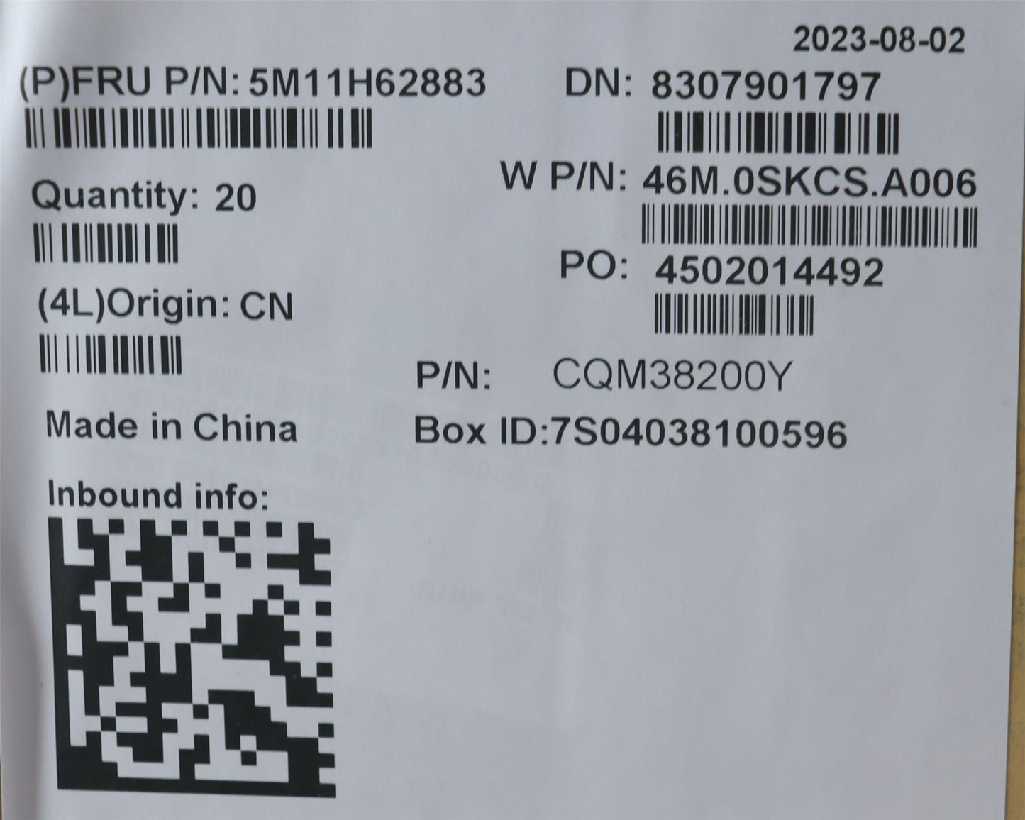 Lenovo MECH_ASM FR MECH_ASM D COVER YG SG L13 5M11H62883