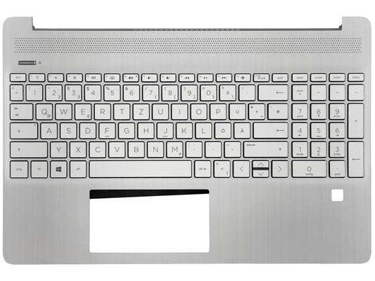 HP 15S-FQ 15S-EQ Palmrest Cover Keyboard German Silver Backlit L63579-041