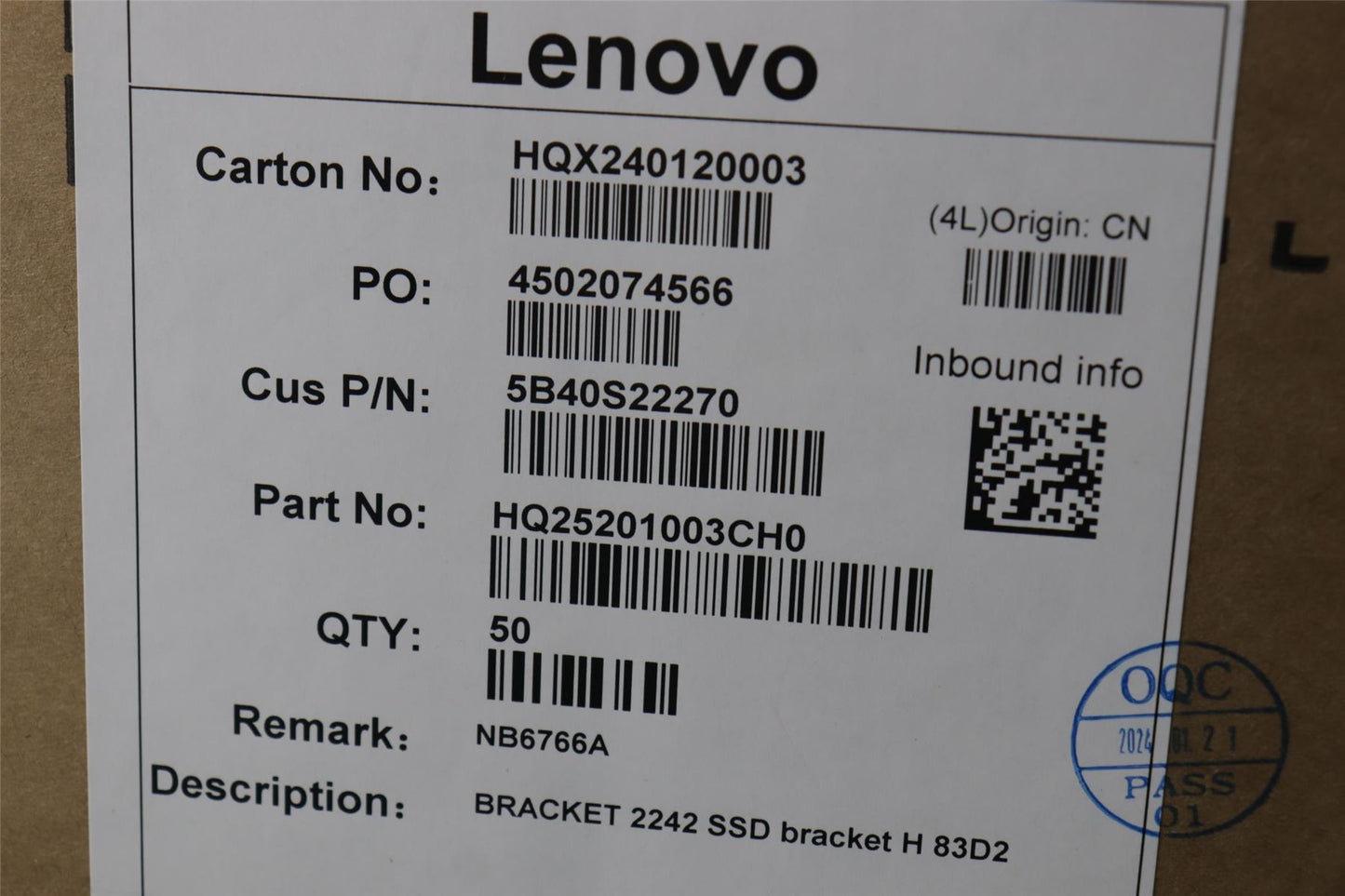 Lenovo BRACKET 2242 SSD bracket H 83D2 5B40S22270