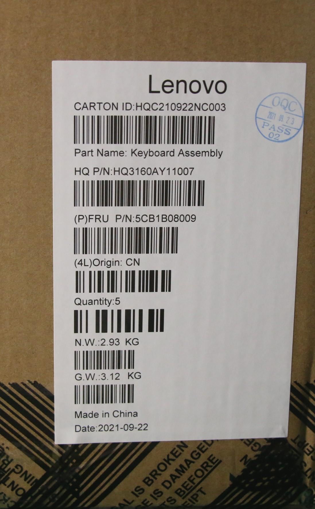 Lenovo Upper Case ASM_RUS H 82EV_MO_WH 5CB1B08009