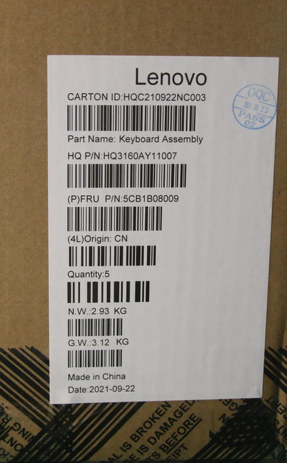 Lenovo Upper Case ASM_RUS H 82EV_MO_WH 5CB1B08009