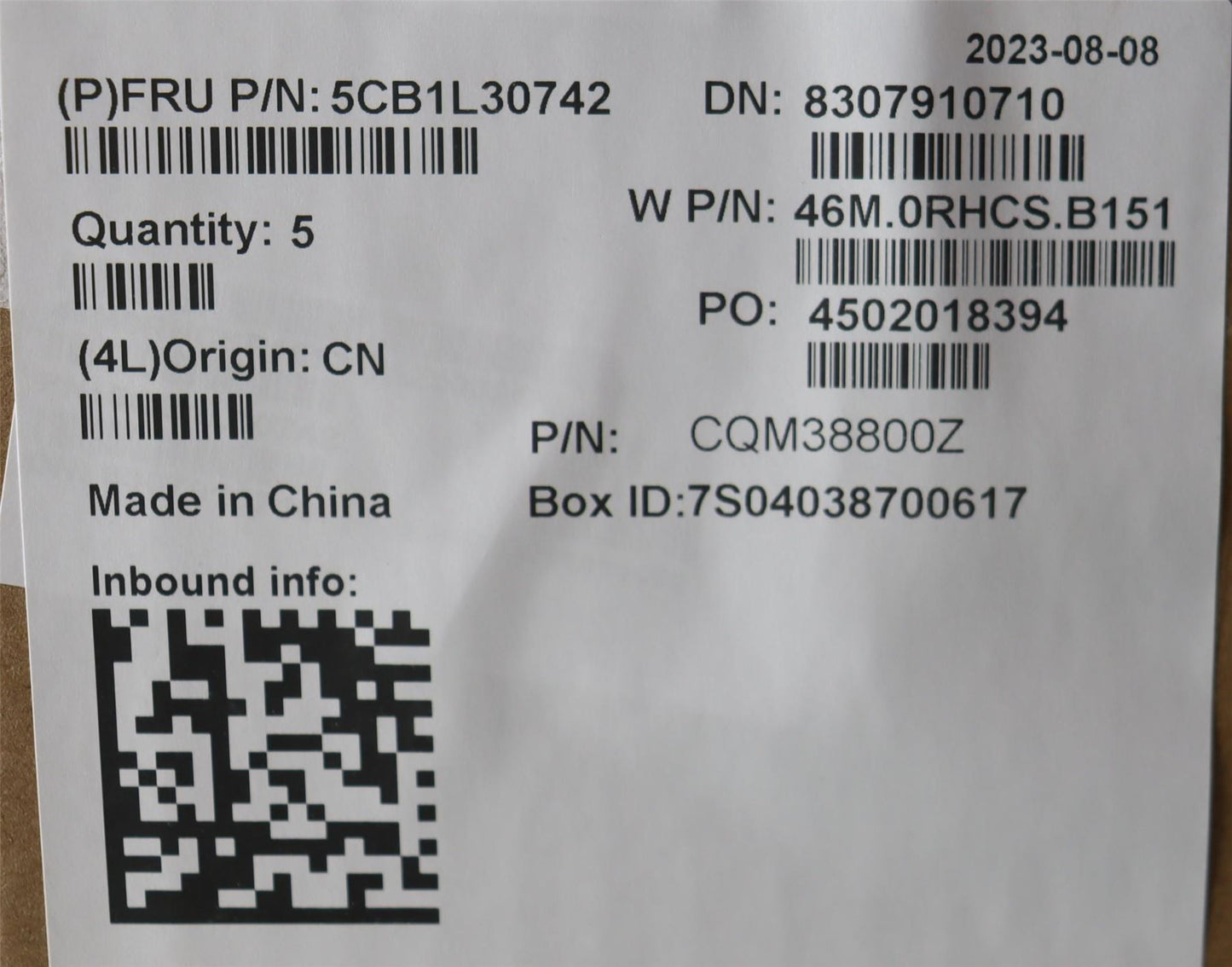 Lenovo Upper Case ASM_BEL W 82Y0 SB BL 5CB1L30742