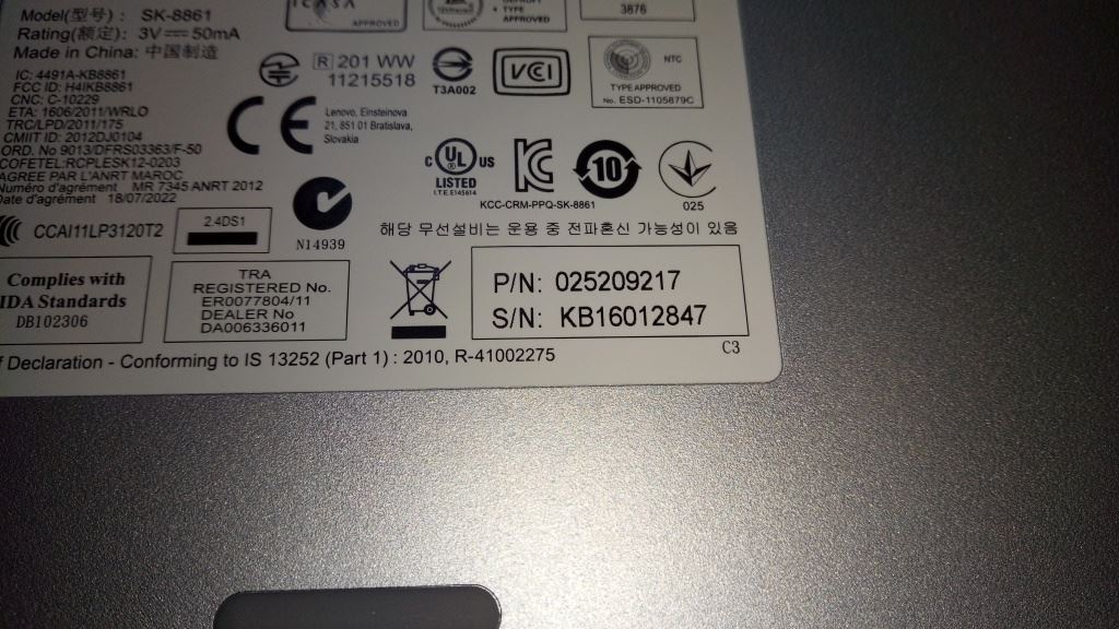 Lenovo Liteon SK-8861(DE) 2.4G KB-Silver8 German Keyboard 25209217