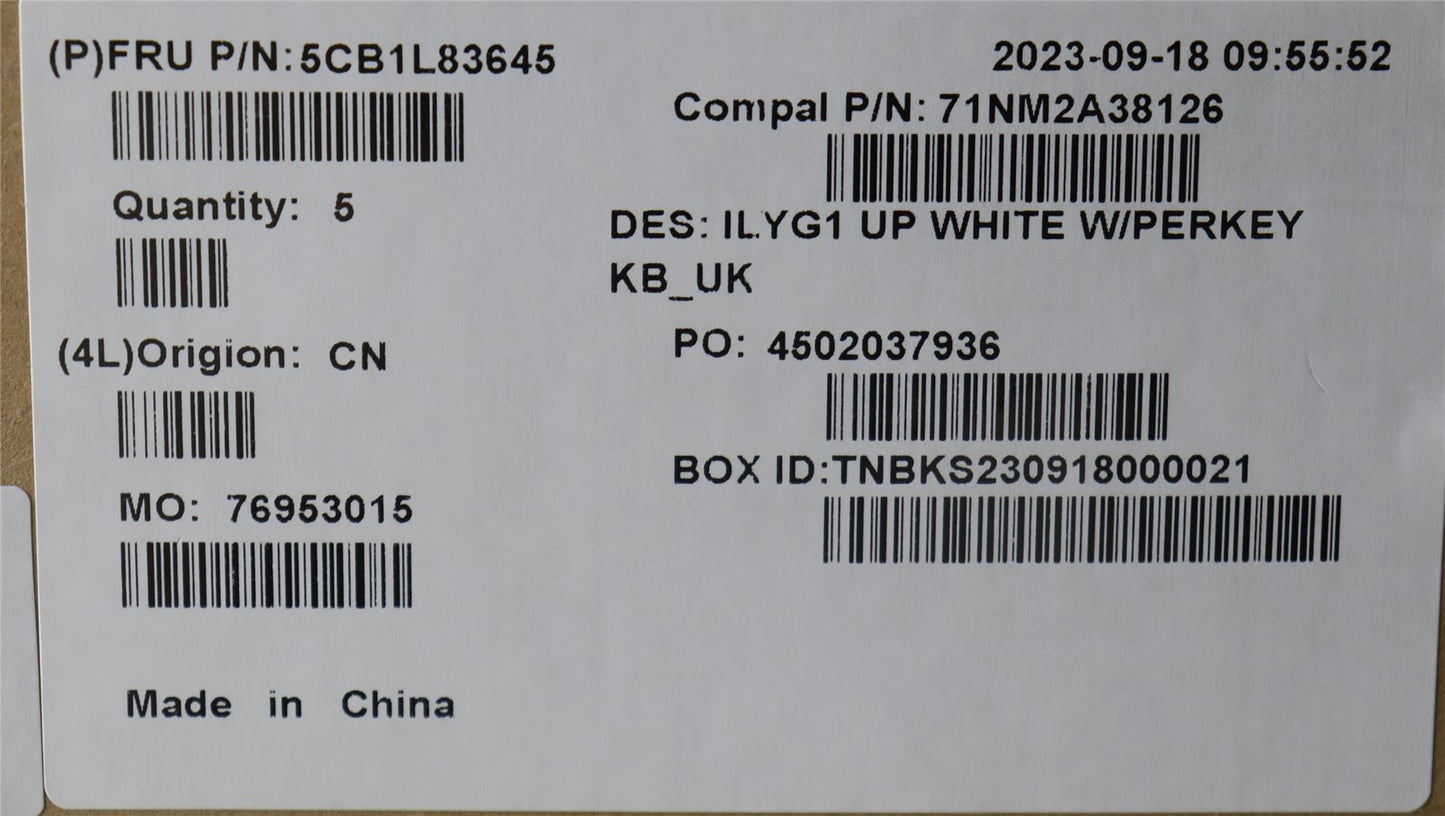 Lenovo UpperCaseASM_UKE C 82Y3 WH RGB 5CB1L83645
