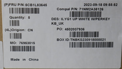Lenovo UpperCaseASM_UKE C 82Y3 WH RGB 5CB1L83645