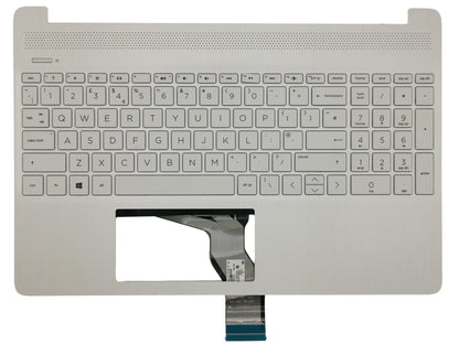 Genuine HP 15S-EQ 15S-FQ Palmrest Cover Keyboard UK White L63574-031