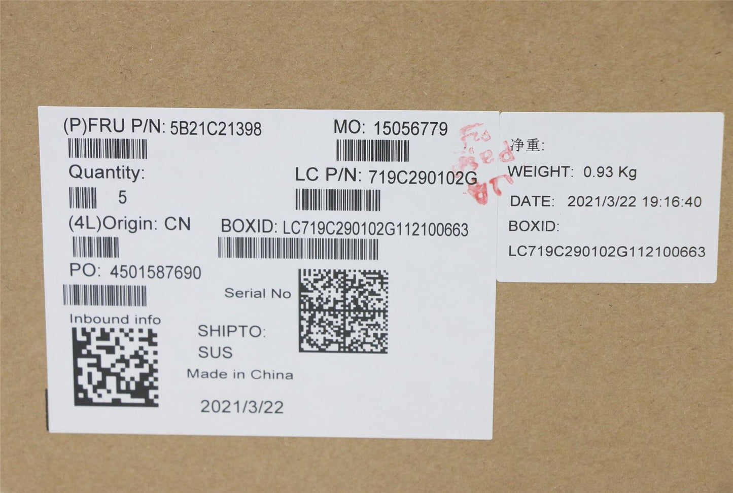 Lenovo 5B21C21398 BDPLANAR WIN,i5-8265U,16G,9560,yTPM2