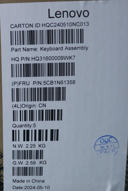 Lenovo Upper Case ASM_ITA H83DR CB STO GY 5CB1N61358