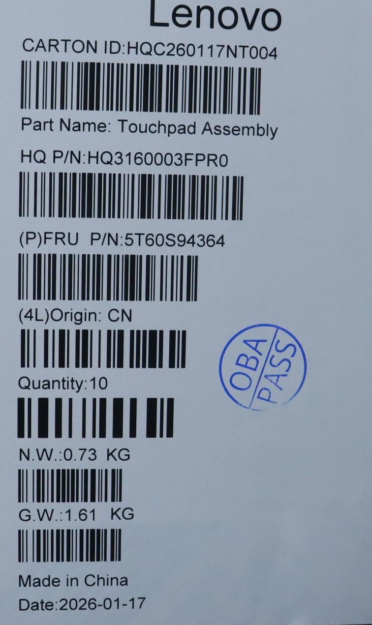 Lenovo H83TC SSH Touchpad Board 5T60S94364