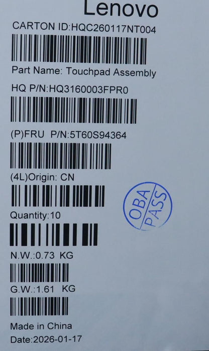 Lenovo H83TC SSH Touchpad Board 5T60S94364