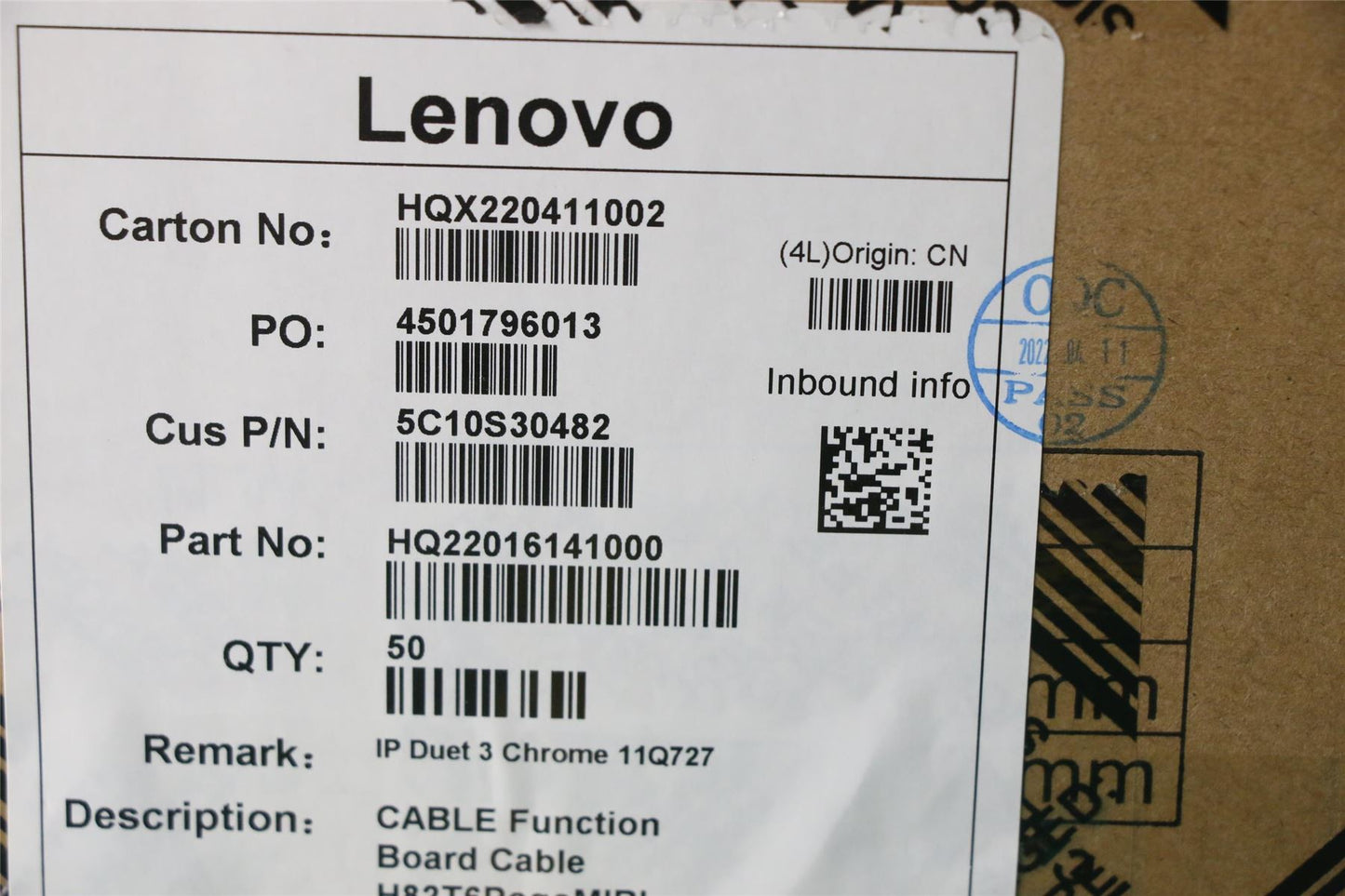 Lenovo Chrome IP 3 11Q727 Function Board CAble 5C10S30482