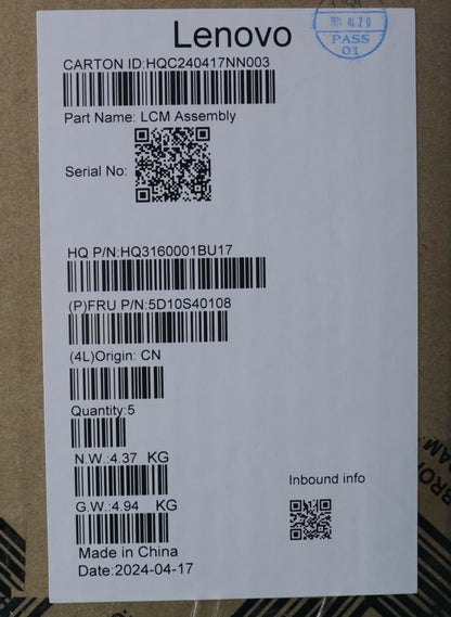 Lenovo HUD H 83DU 16_2K_OLED_GL400N_CB 5D10S40108