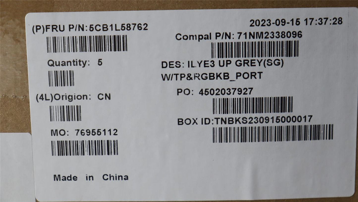 Lenovo Upper Case ASM_POR C 82YA SGRGB 5CB1L58762