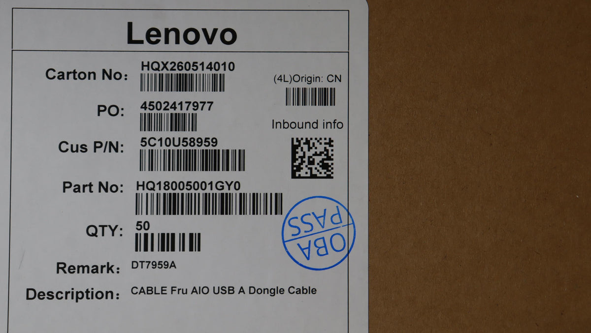 Lenovo CABLE Fru AIO A Dongle USB Board 5C10U58959