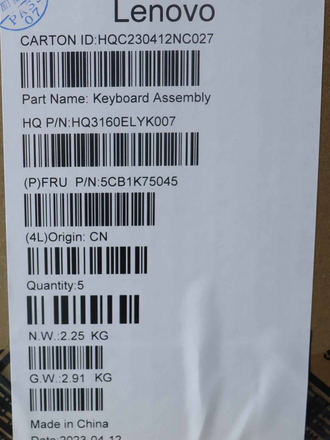 Lenovo Upper Case ASM_GER_H 82WV NFPSTGY 5CB1K75045