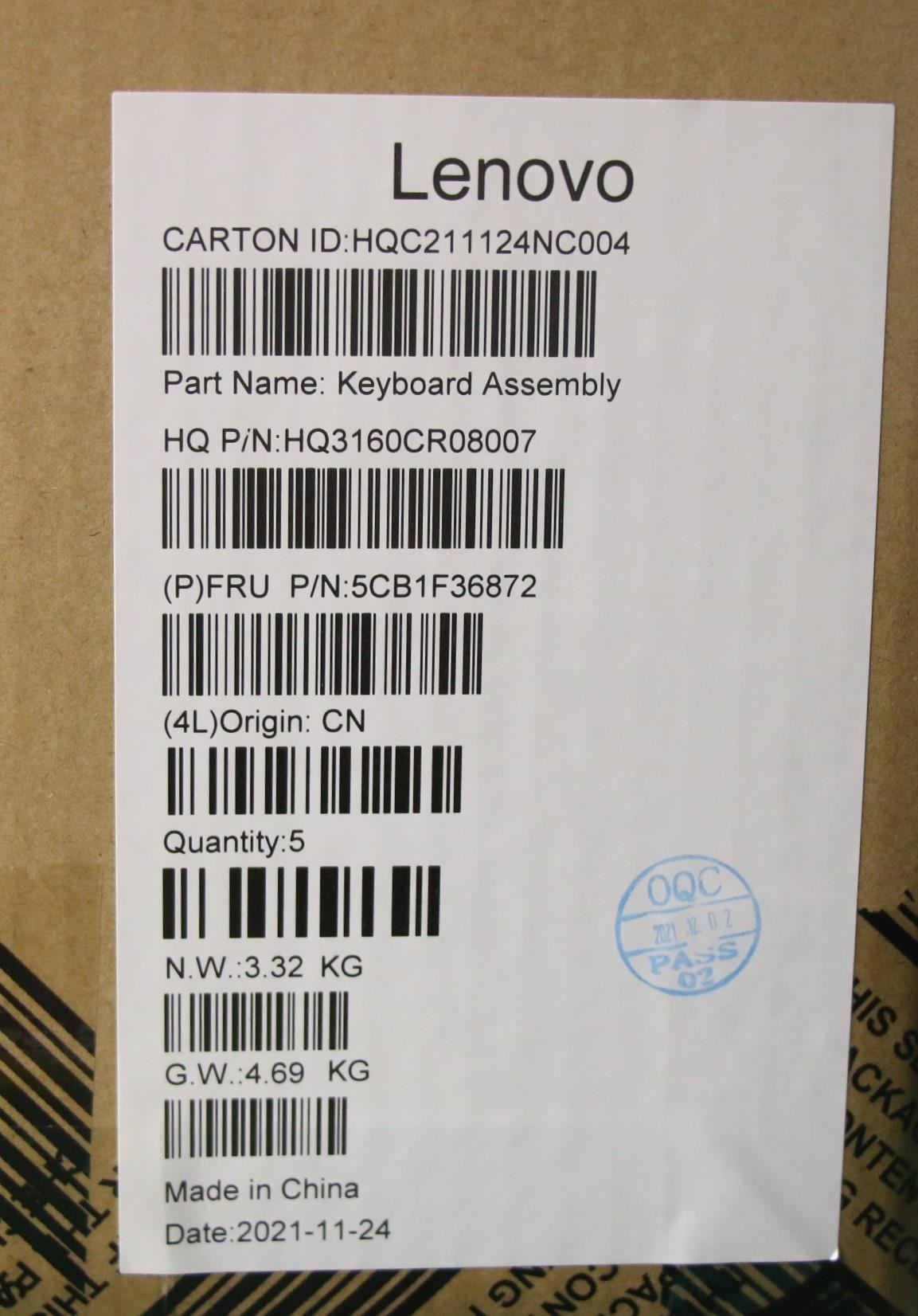 Lenovo Yoga 7 Pro 16ACH6 Keyboard Palmrest Top Cover UK Black 5CB1F36872