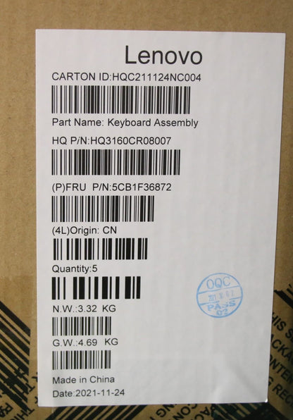Lenovo Yoga 7 Pro 16ACH6 Keyboard Palmrest Top Cover UK Black 5CB1F36872