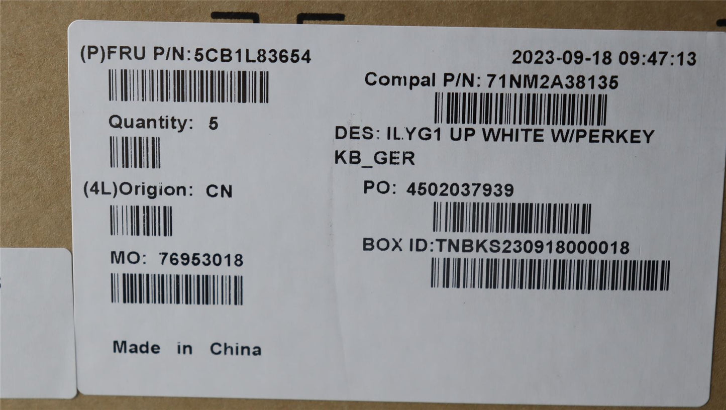Lenovo UpperCaseASM_GER C 82Y3 WH RGB 5CB1L83654