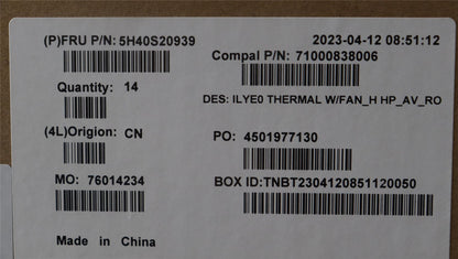 Lenovo Thermal module C82Y9 ThickRobin 5H40S20939
