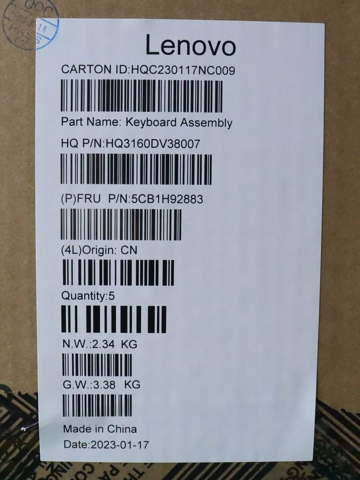 Lenovo IdeaPad 5 16IAH7 Palmrest Cover Touchpad Keyboard US Euro 5CB1H92883