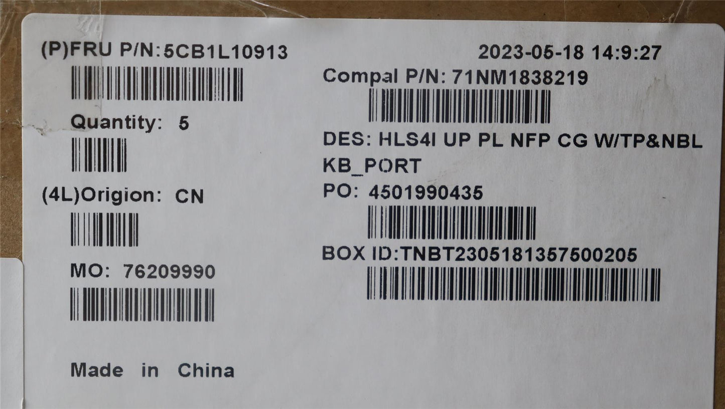 Lenovo UpperCase_POR C82XD NFP CG NBL PL 5CB1L10913