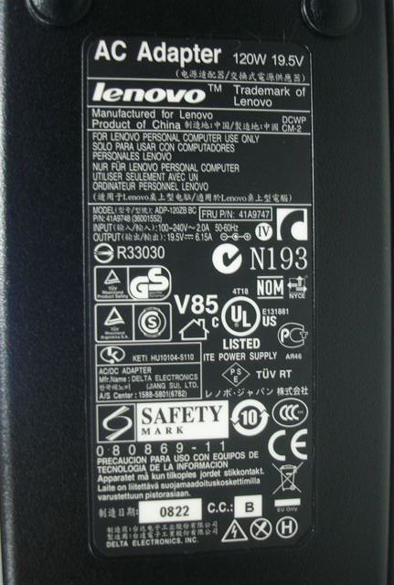 Lenovo DELTA ADP-120ZB BCB ADAPT(R) 120W AC Charger Adapter 36001552
