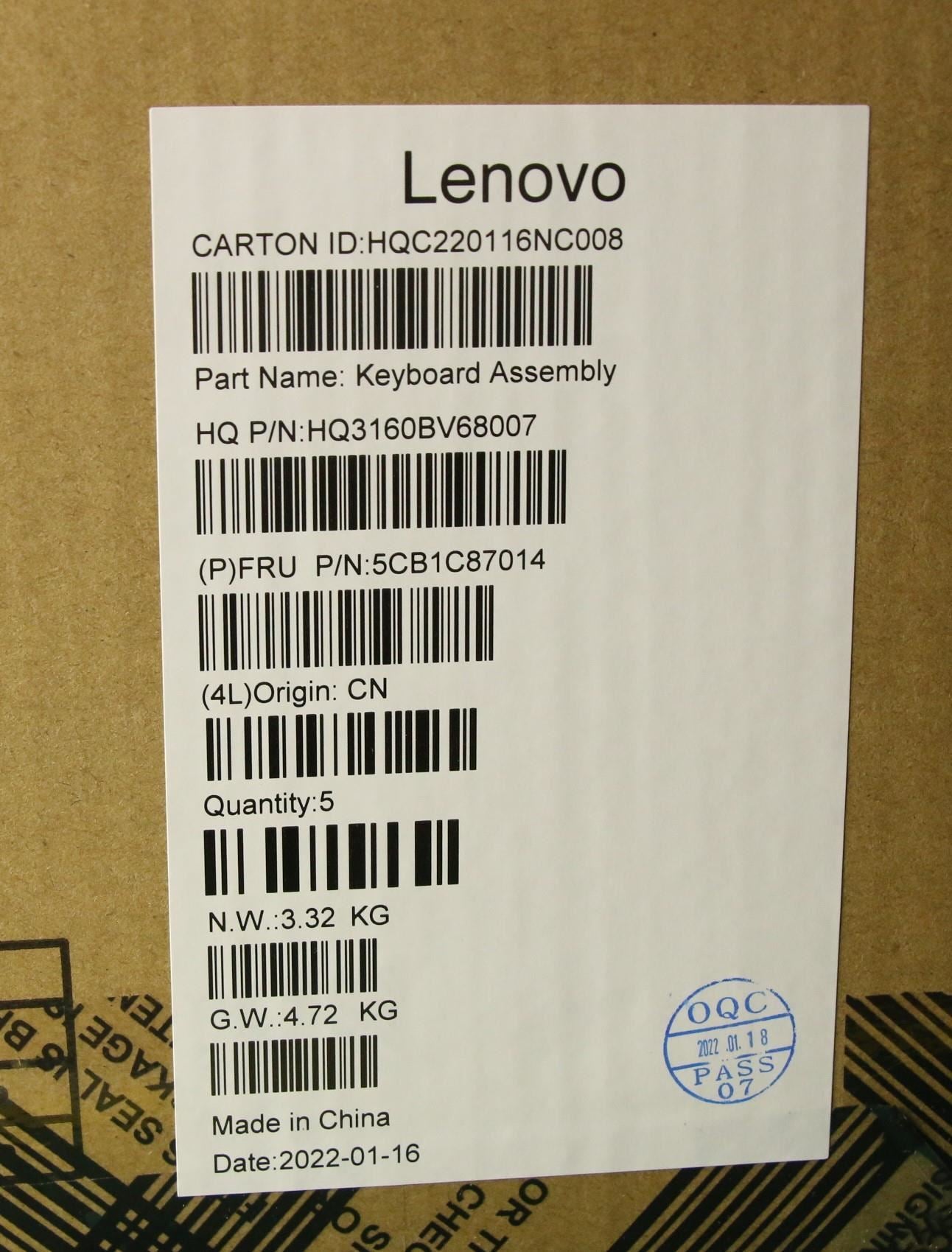 Lenovo Upper Case ASM_USA ENG H82L9CLO 5CB1C87014