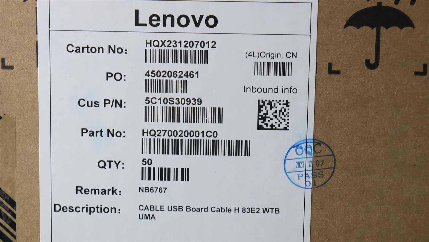 Lenovo USB Board Cable H 83E2 WTB UMA 5C10S30939