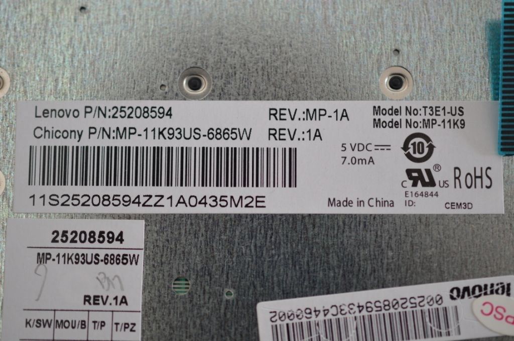 Lenovo CCYT3E1US84keyBlkKeyBlkFKBD(win8) Keyboard 25208594