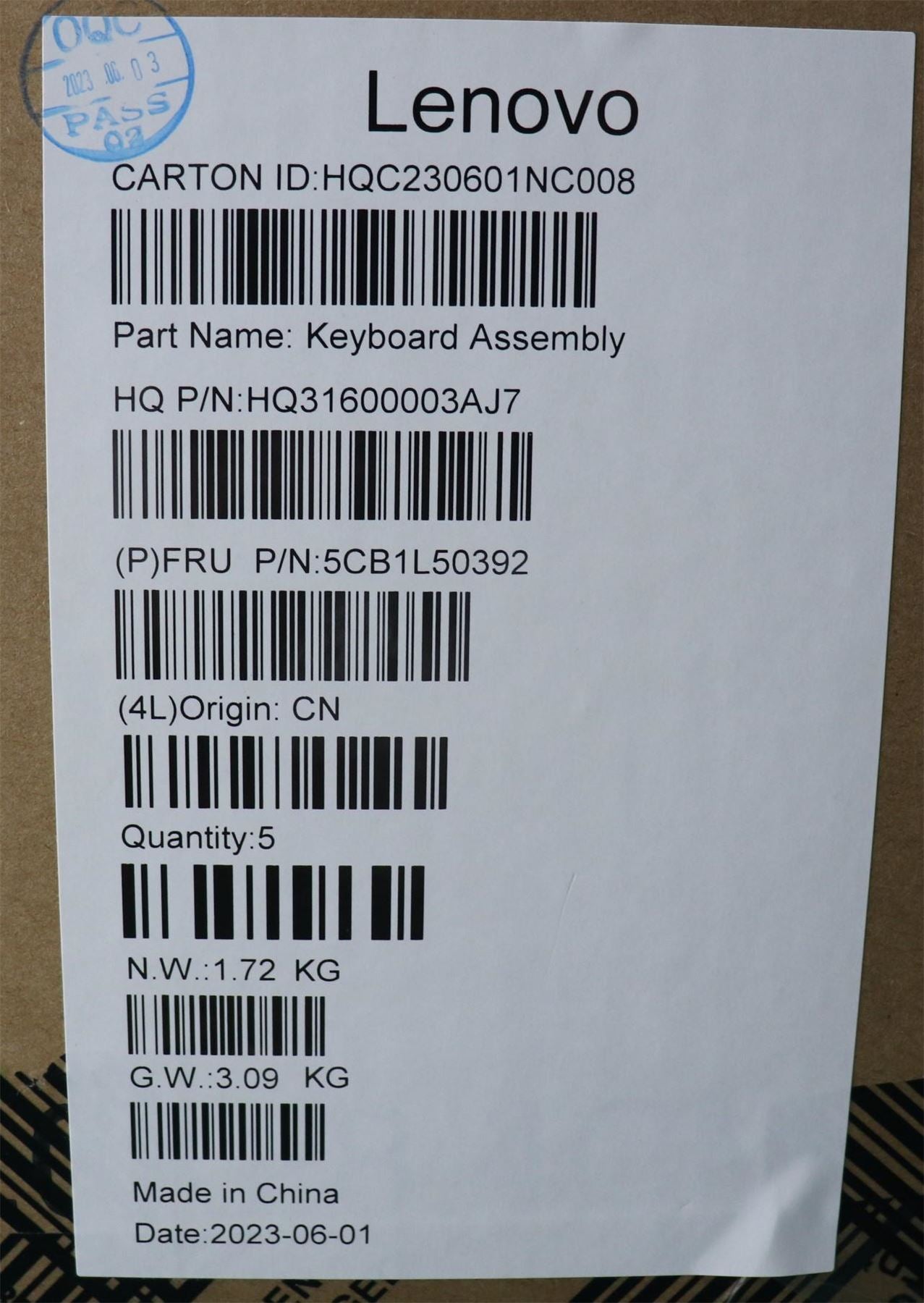 Lenovo Upper Case ASM_UKE H 83BS FP ARGY 5CB1L50392
