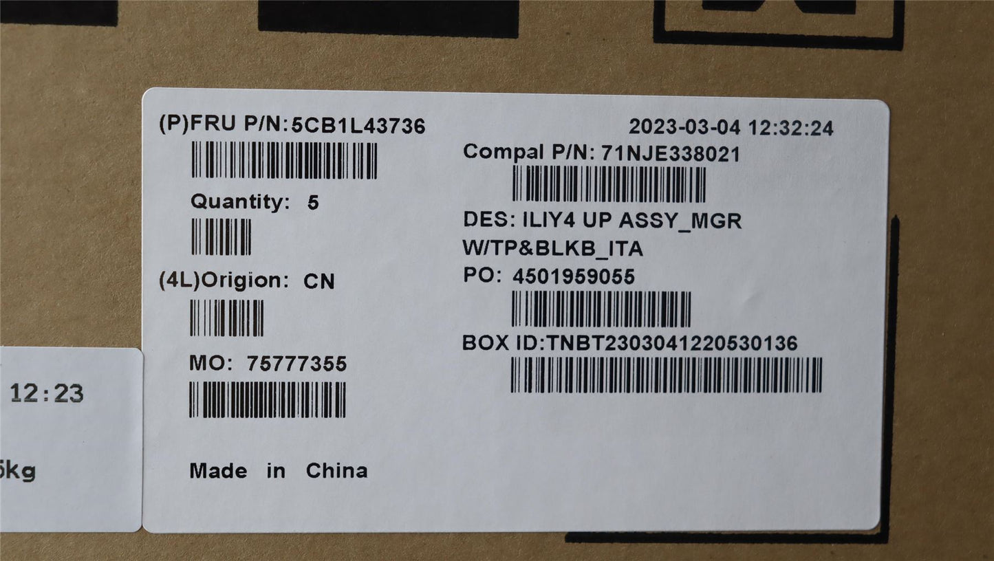 Lenovo Yoga 14s G3 IRU Palmrest Cover Touchpad Keyboard Italian Grey 5CB1L43736
