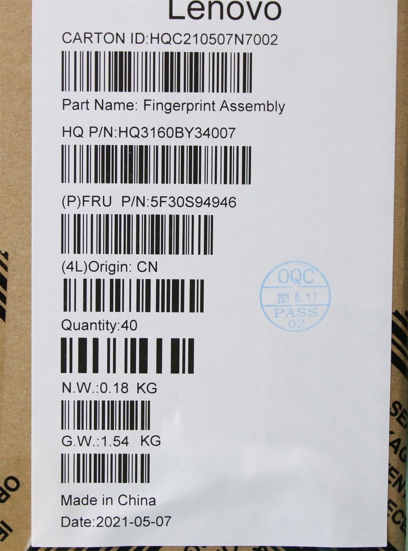 Lenovo FP BD H 20WH W/HOLDER 5F30S94946