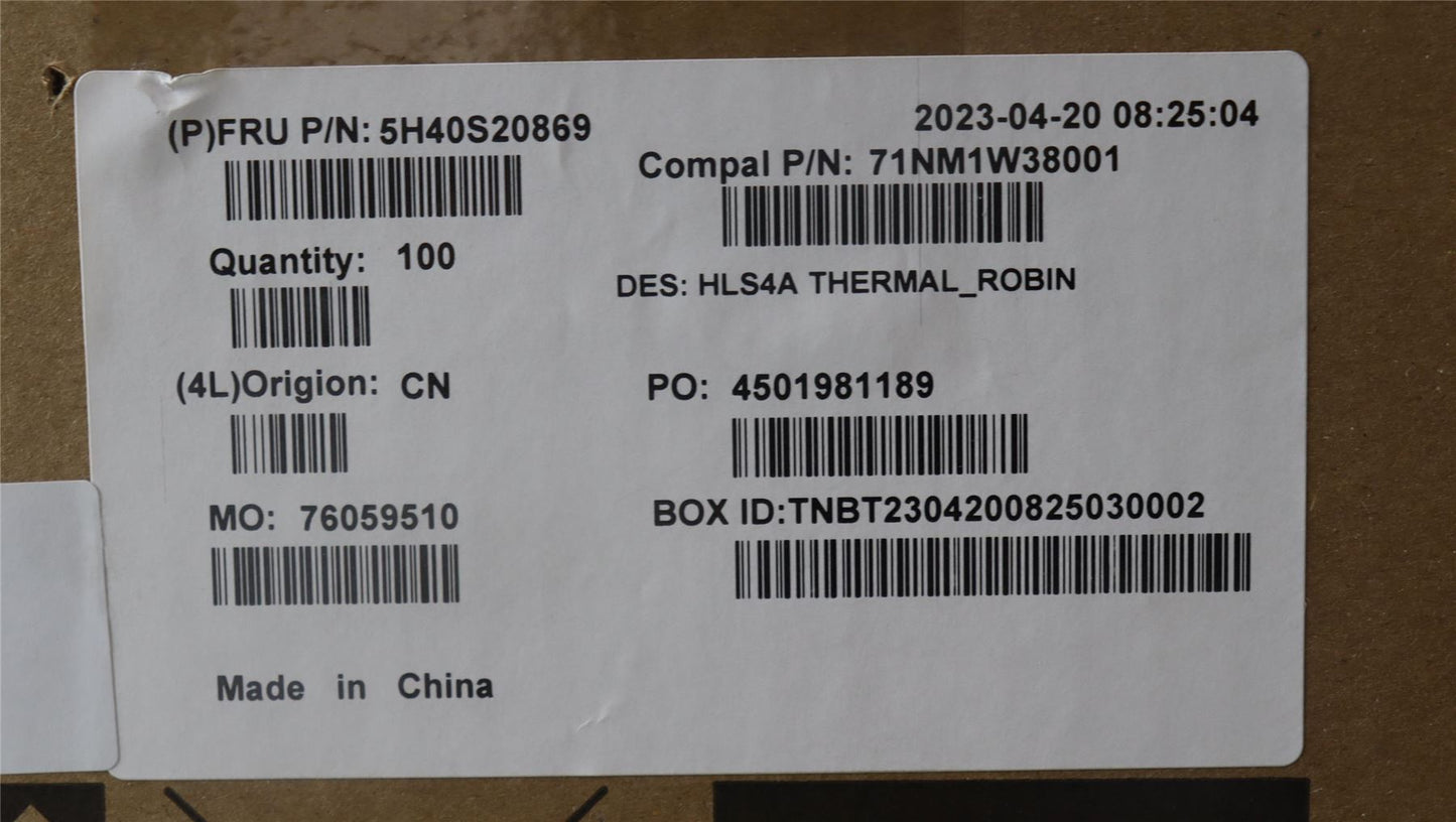 Lenovo HEATSINK Heatsink C 82XE ROBIN 5H40S20869