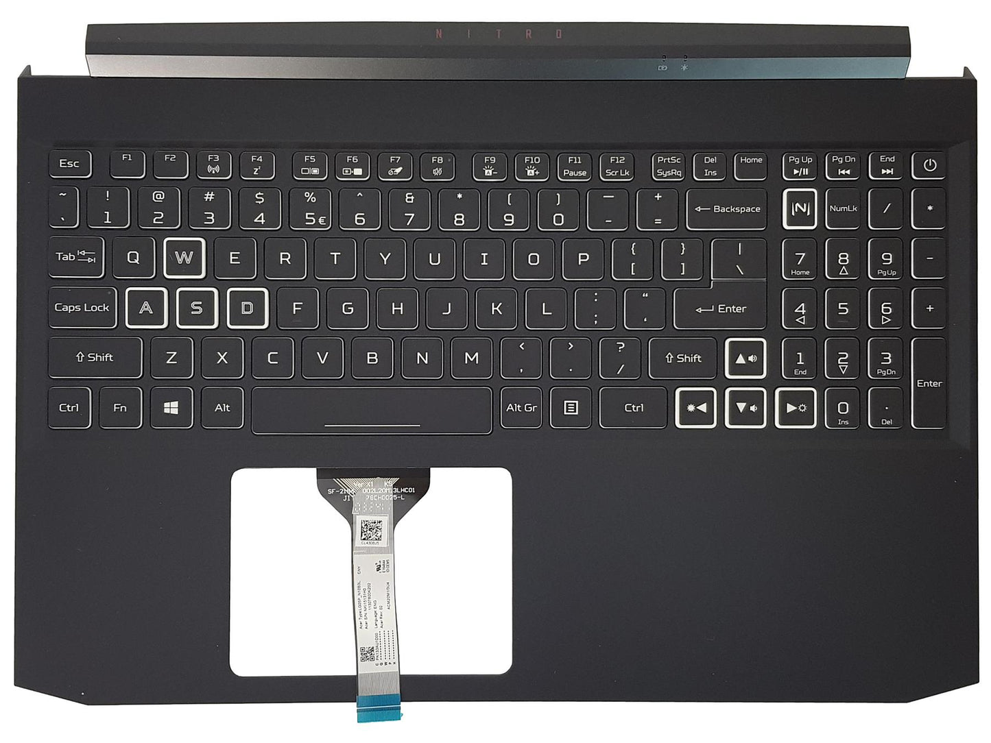 Acer Aspire Nitro AN515-55 Palmrest Cover Keyboard Black Backlit 6B.QB2N2.001