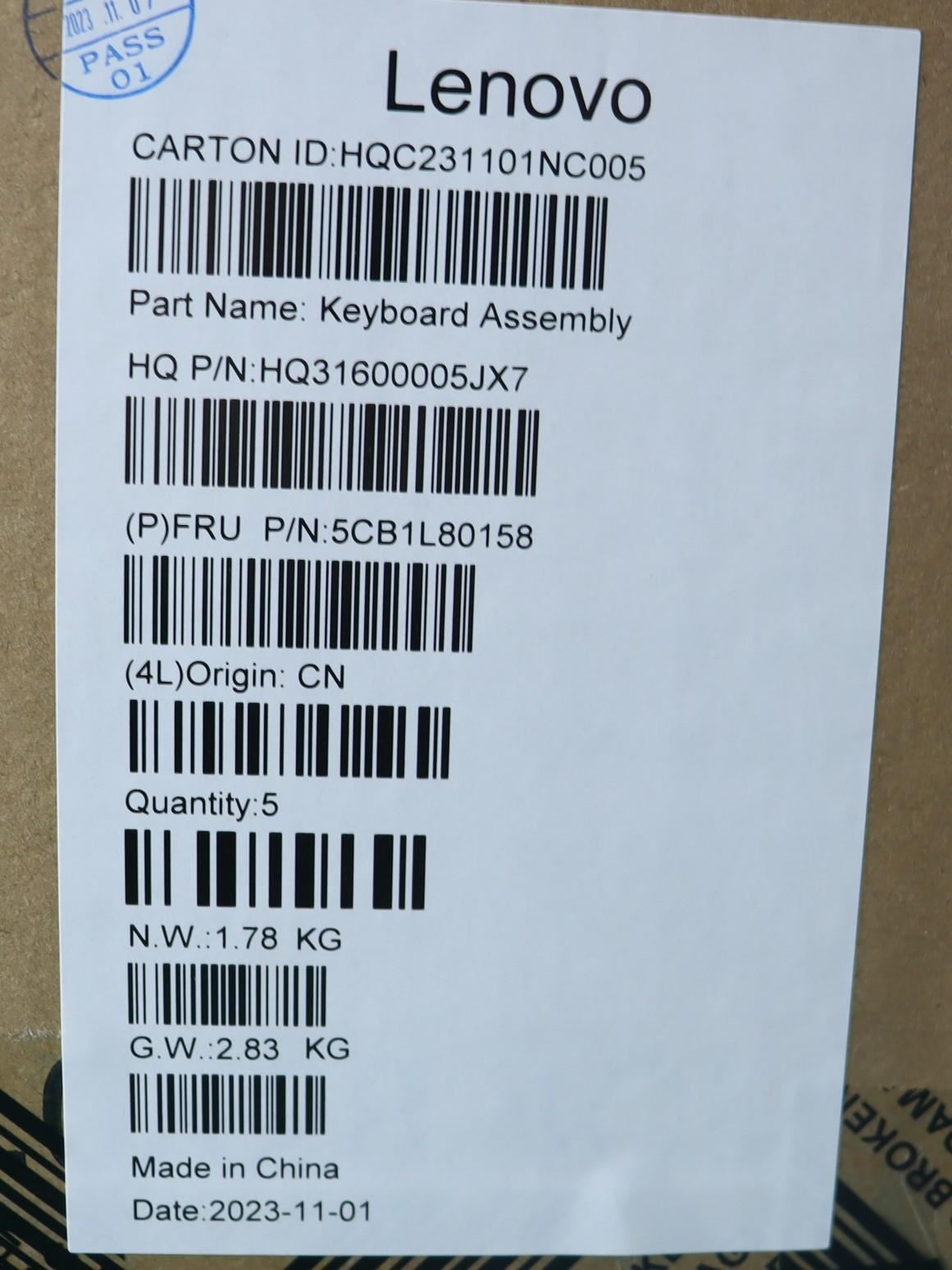 Lenovo Upper Case ASM_GERH82Y8TT PS 5CB1L80158