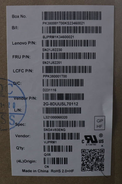 Lenovo NDA-V KBD,LBL-2,PMX,ENG 5N21J82251
