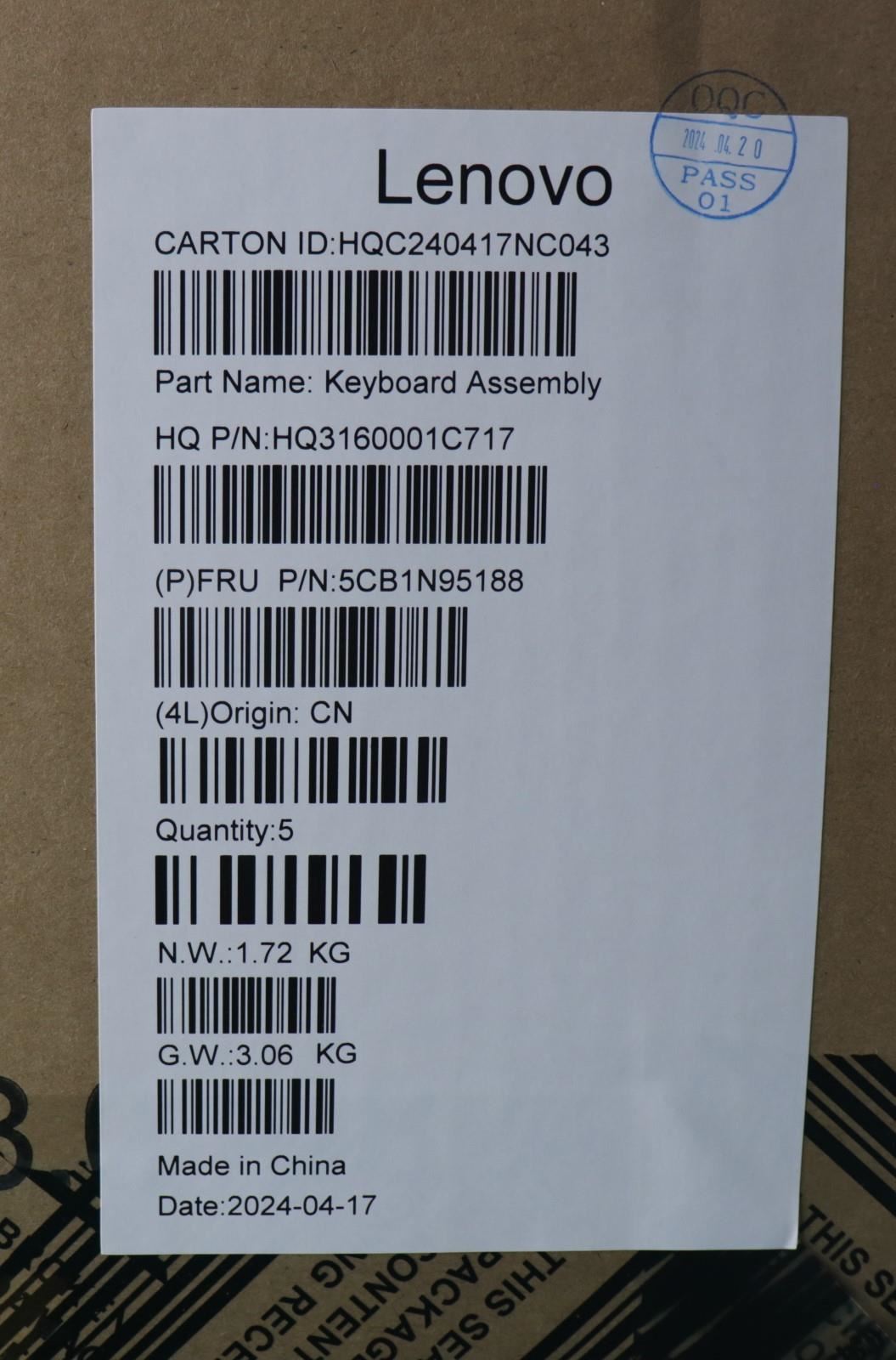 Lenovo UpperCaseASM FRA H83DL NFP SG 5CB1N95188