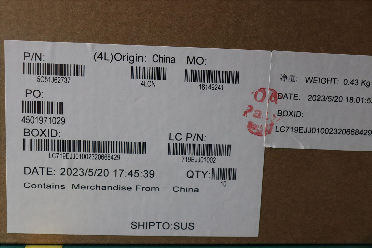 Lenovo CARDPOP FRU PCBA IO/B NSF312 KE451 FP 5C51J62737