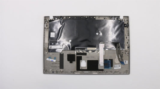 Lenovo ThinkPad T490s Keyboard Palmrest Top Cover German Silver Backlit 02HM357