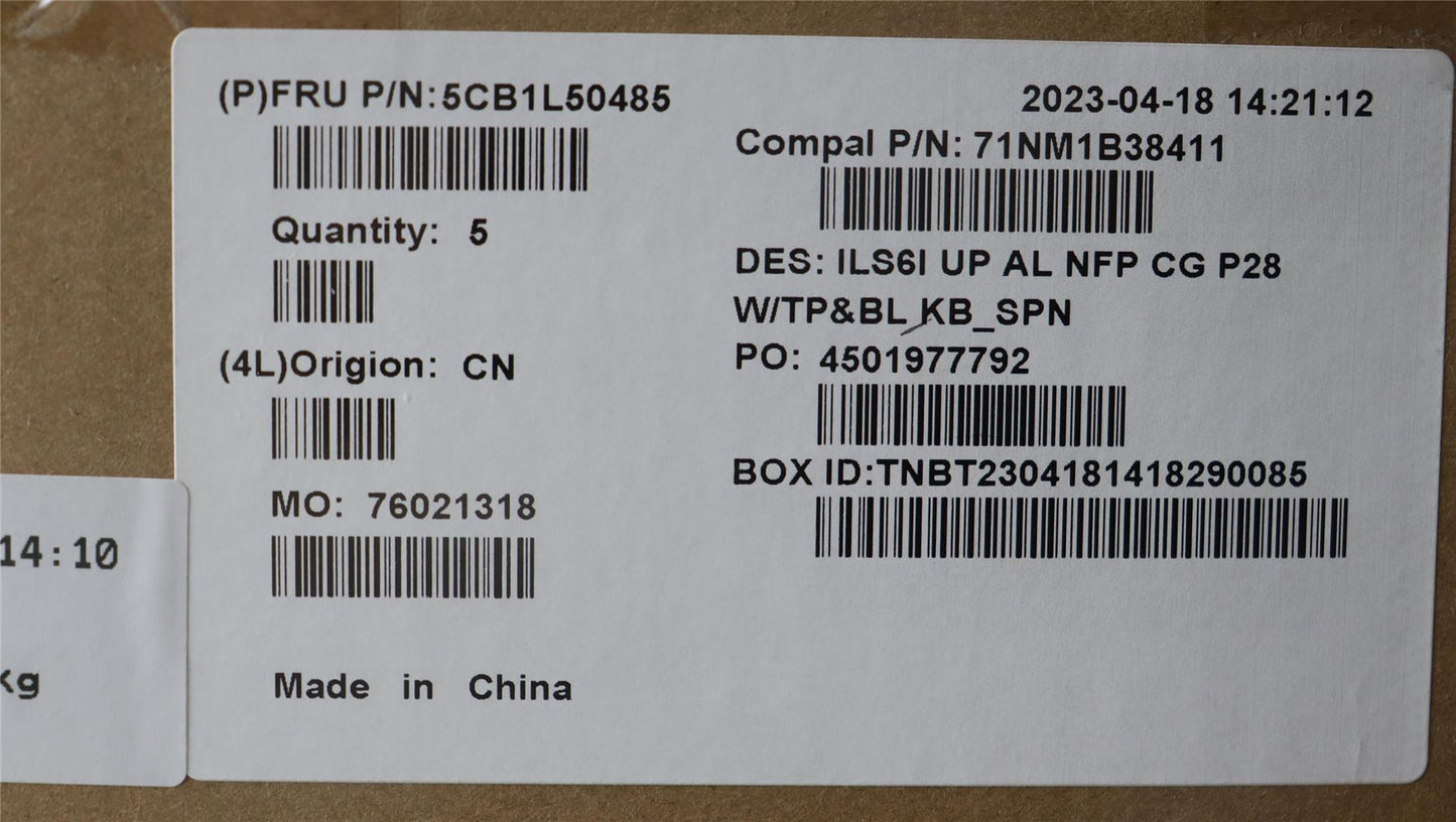 Lenovo UpCase_SPA C82XF NFP CG BL ALDF 5CB1L50485