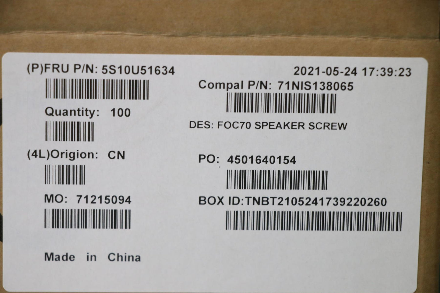 Lenovo speaker screw M2.5XL3 W NI 5S10U51634