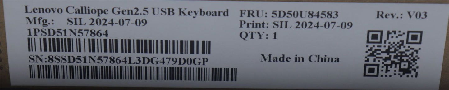 Lenovo DT_KYB Calliope USB G2.5 BK_Hebrew 5D50U84583