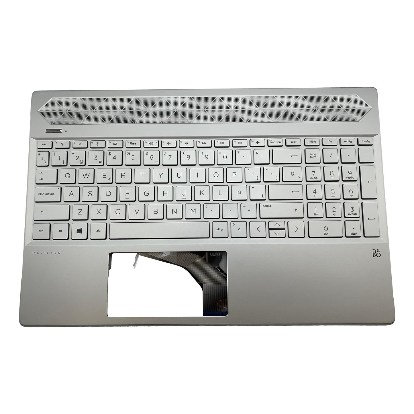 HP Pavilion 15-CS Palmrest Cover Keyboard Spainish Silver Backlit L35339-071