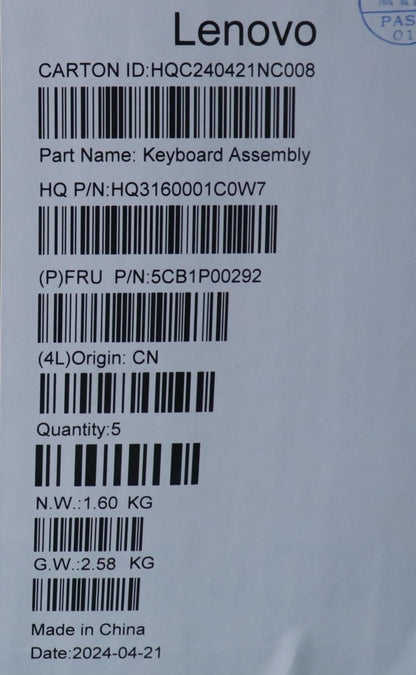 Lenovo UpperCaseASM SPA H83DJ NFP TT 5CB1P00292