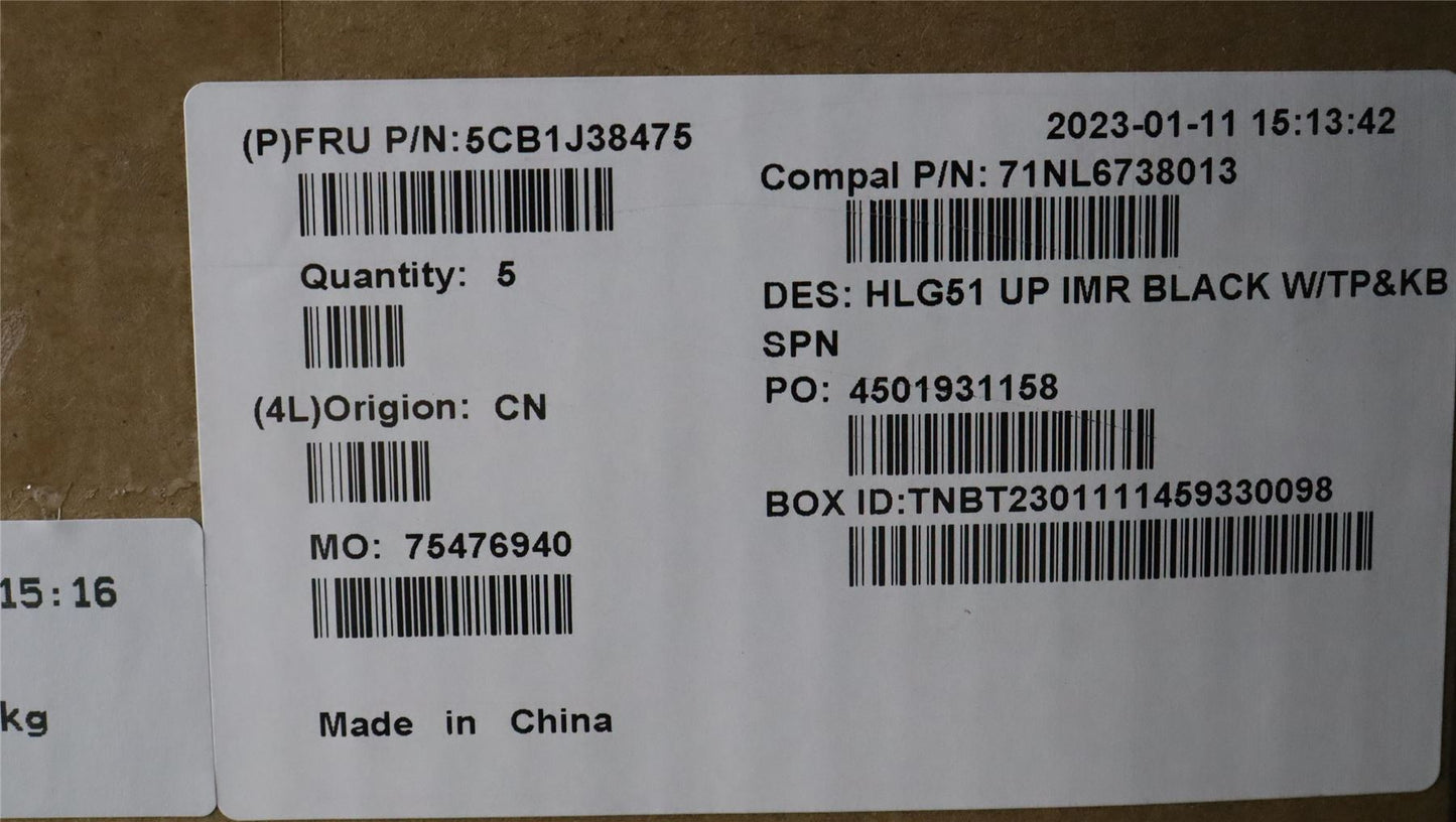 Lenovo Upper Case ASM_SPA C 82SC BLA 5CB1J38475