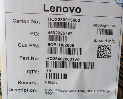 Lenovo Upper Case ASM_BEL H 82T6 UK STGY 5CB1H82608