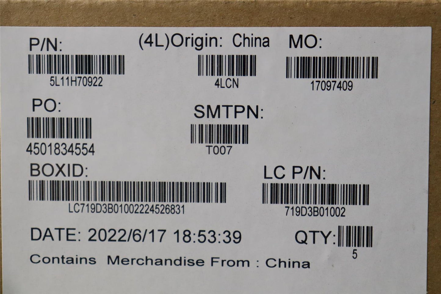 Lenovo LABEL FRU GEO label Kit Sliver 5L11H70922