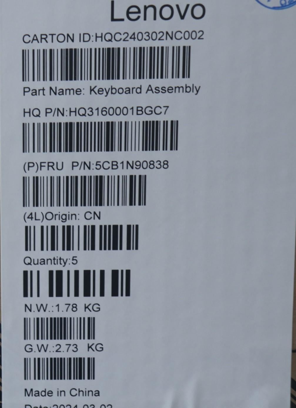 Lenovo Upper Case ASM NORDIC H 83D3 ARGY 5CB1N90838