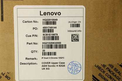 Lenovo Duet Duet 5 Chromebook 13Q7C6 Keyboard Palmrest Norwegian 5CB1E19879